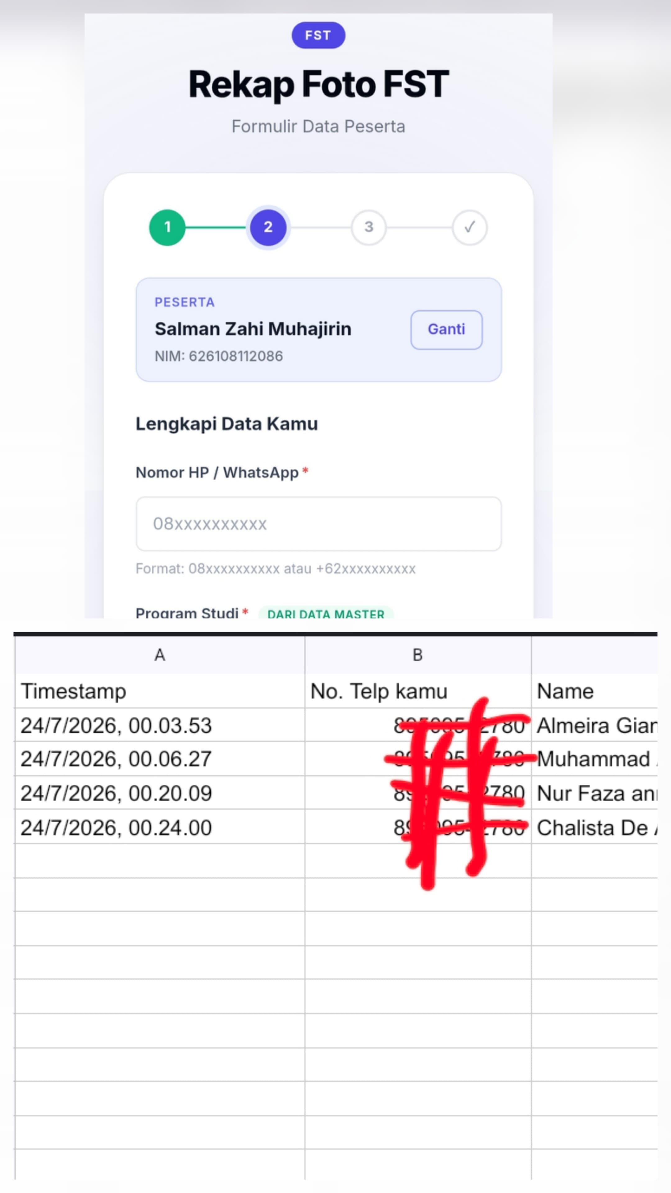 Automation Form For FST Faculy Orientation Week Airlangga University (Collecting 80 Biographical data)